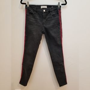 Pacsun Skinny Jeans in Black - Red Side Stripe